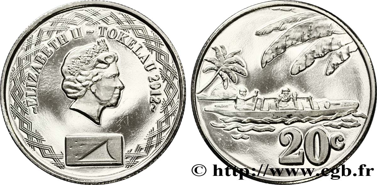TOKELAU 20 Cents Elisabeth II / pirogue 2012  ST 