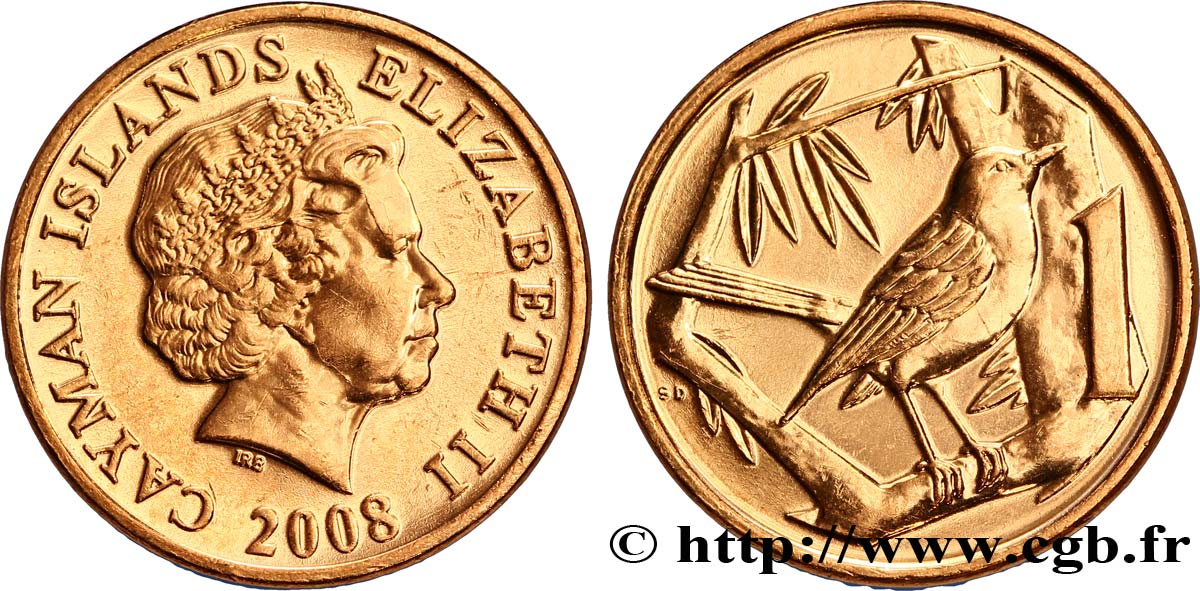 KAIMANINSELN 1 Cent Elisabeth II / oiseau 2008  fST 