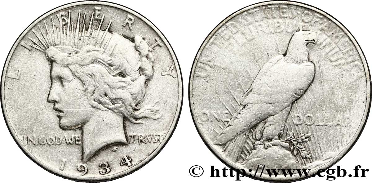 UNITED STATES OF AMERICA 1 Dollar type Peace 1934 Philadelphie VF 