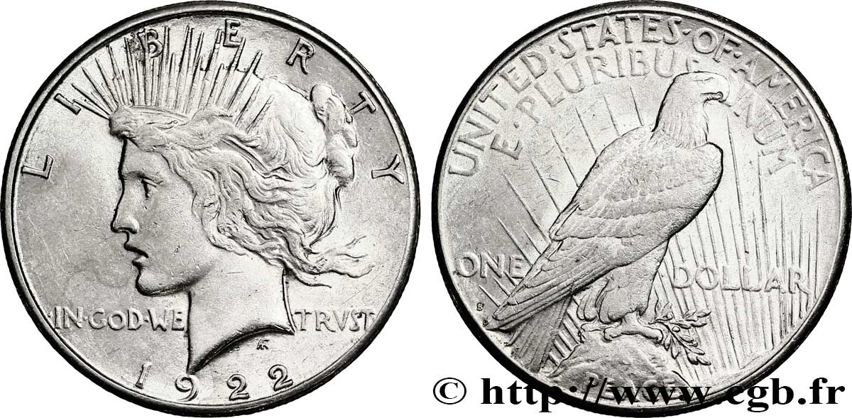 UNITED STATES OF AMERICA 1 Dollar type Peace 1922 San Francisco - S AU 