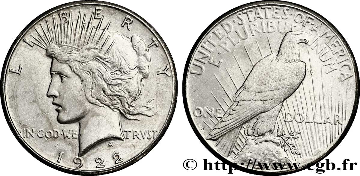 UNITED STATES OF AMERICA 1 Dollar type Peace 1922 San Francisco - S AU 