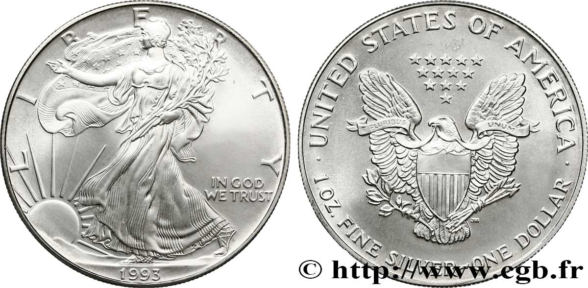 STATI UNITI D AMERICA 1 Dollar type Silver Eagle 1993 Philadelphie FDC 