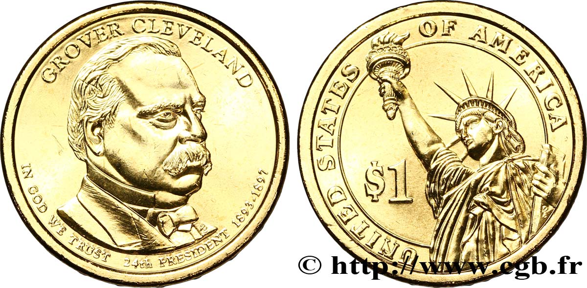 STATI UNITI D AMERICA 1 Dollar Grover Cleveland (2nd mandat) tranche B 2012 Denver MS 