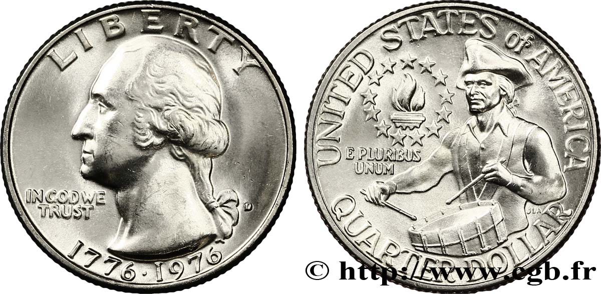 UNITED STATES OF AMERICA 1/4 Dollar Washington / tambour 1976 Denver MS 