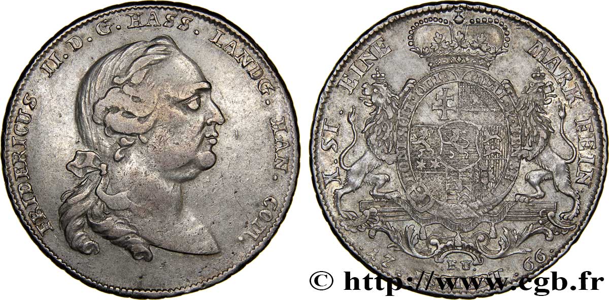 DEUTSCHLAND - HESSEN 1 Thaler Frédéric II de Hesse-Cassel 1766  SS 