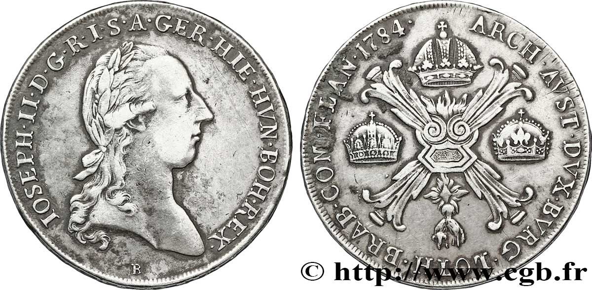 BÉLGICA - PAíSES BAJOS AUSTRíACOS 1 Kronenthaler Pays-Bas Autrichiens Joseph II / armes 1784 Bruxelles BC 