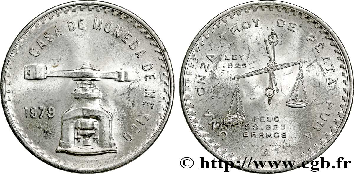 MEXICO 1 Onza (Once) presse monétaire / balance 1979 Mexico AU 
