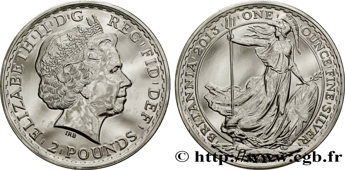 REGNO UNITO 2 Pounds Elisabeth II / Britannia 2013  FDC 