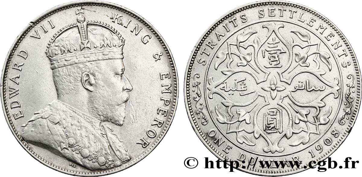 MALASIA - COLONIAS DEL ESTRECHO 1 Dollar Straits Settlements Edouard VII 1904 Bombay EBC 