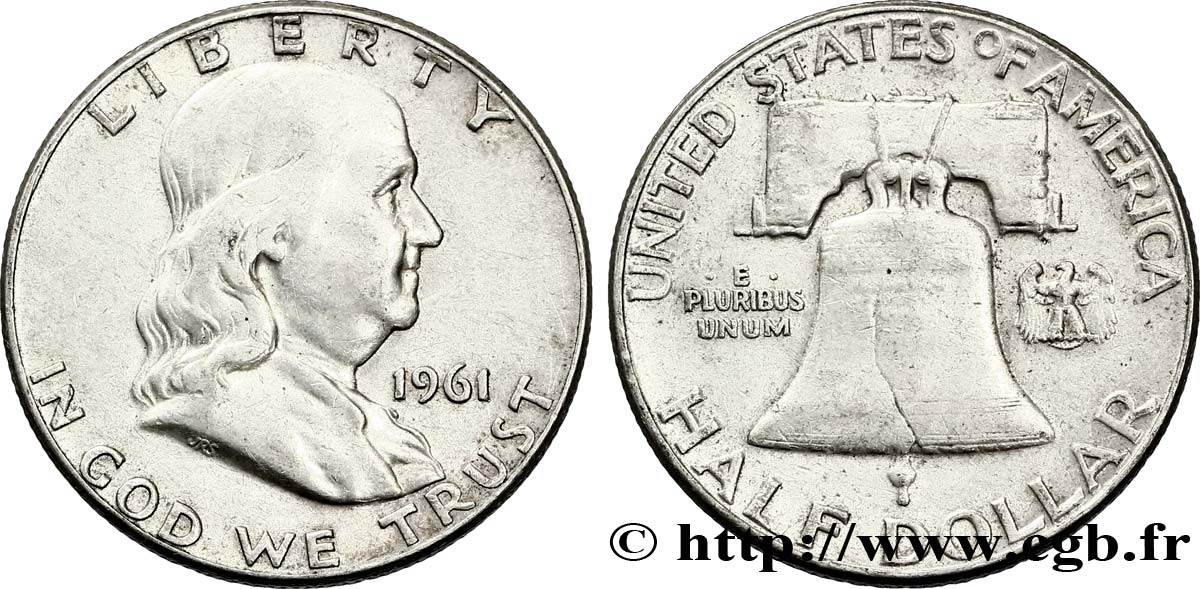 UNITED STATES OF AMERICA 1/2 Dollar Benjamin Franklin 1961 Philadelphie XF 