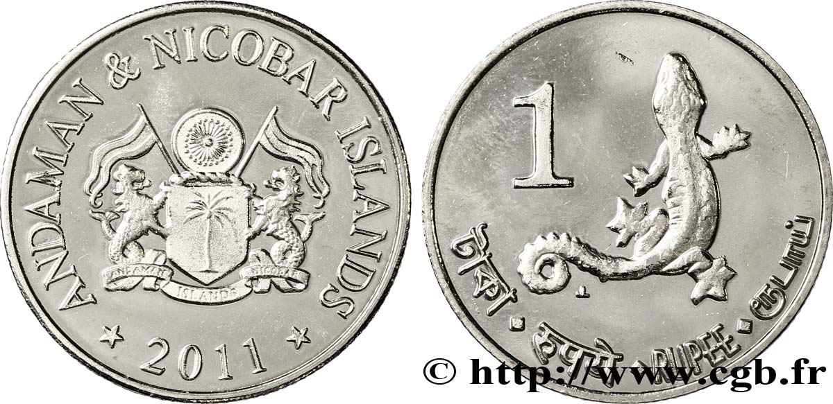 ANDAMANE E NICOBARE 1 Rupee gecko 2011  MS 