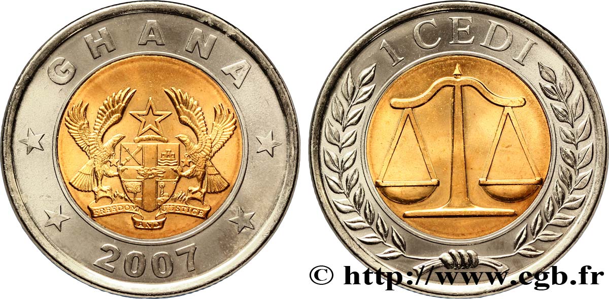 GHANA 1 Cedi emblème / balance 2007  SPL 