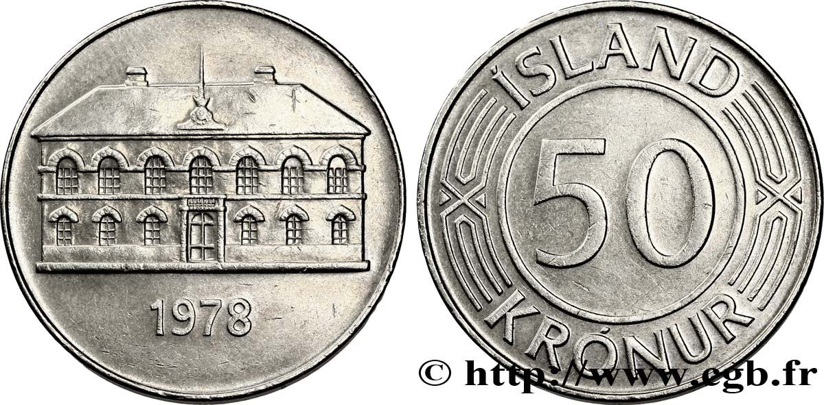 ISLAND 50 Kronur parlement à Reykjavik 1978  VZ 