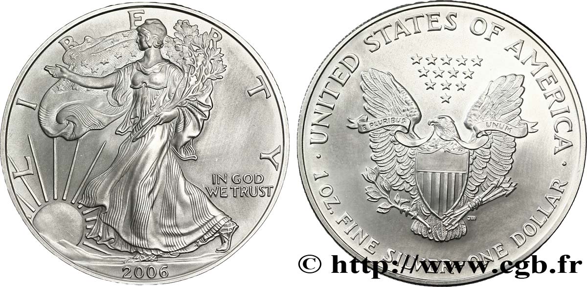 UNITED STATES OF AMERICA 1 Dollar type Silver Eagle 2006 West Point MS 