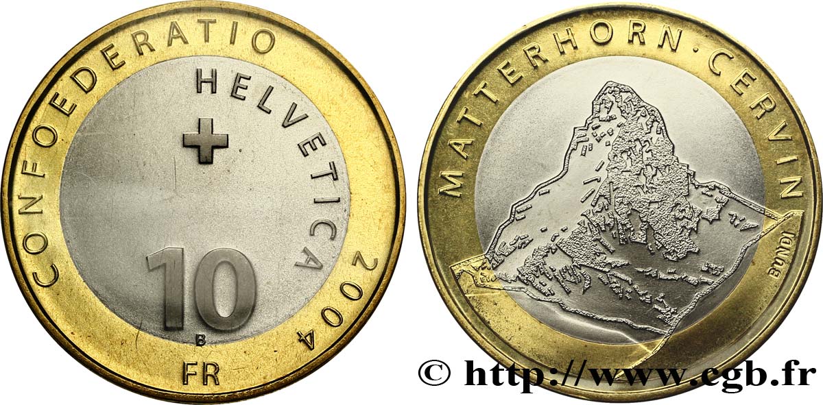 SWITZERLAND 10 Francs Mont Matterhorn-Cervin 2004 Berne - B MS 