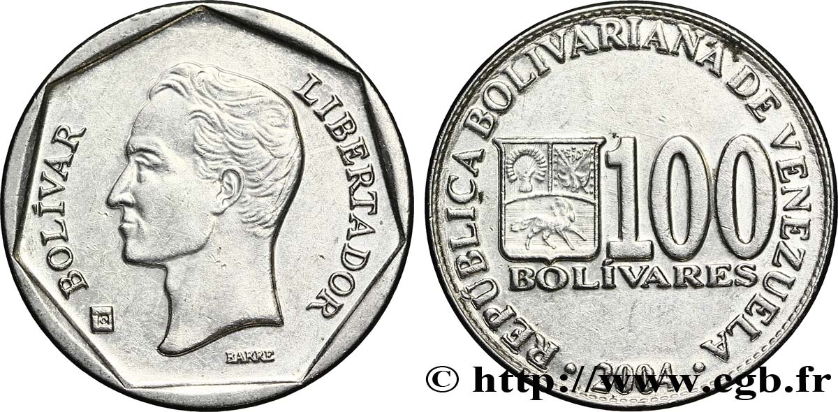 VENEZUELA 100 Bolivares emblème / Bolivar 2004 Caracas EBC 