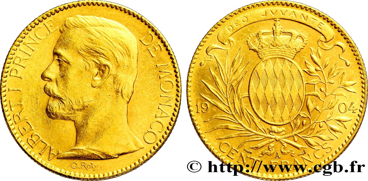 MONACO 100 Francs or Albert Ier 1904 Paris SS 