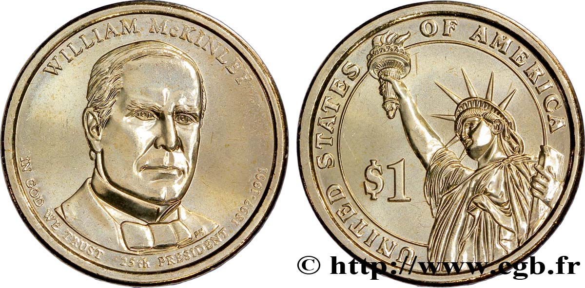 UNITED STATES OF AMERICA 1 Dollar William McKinley tranche B 2013 Denver MS 
