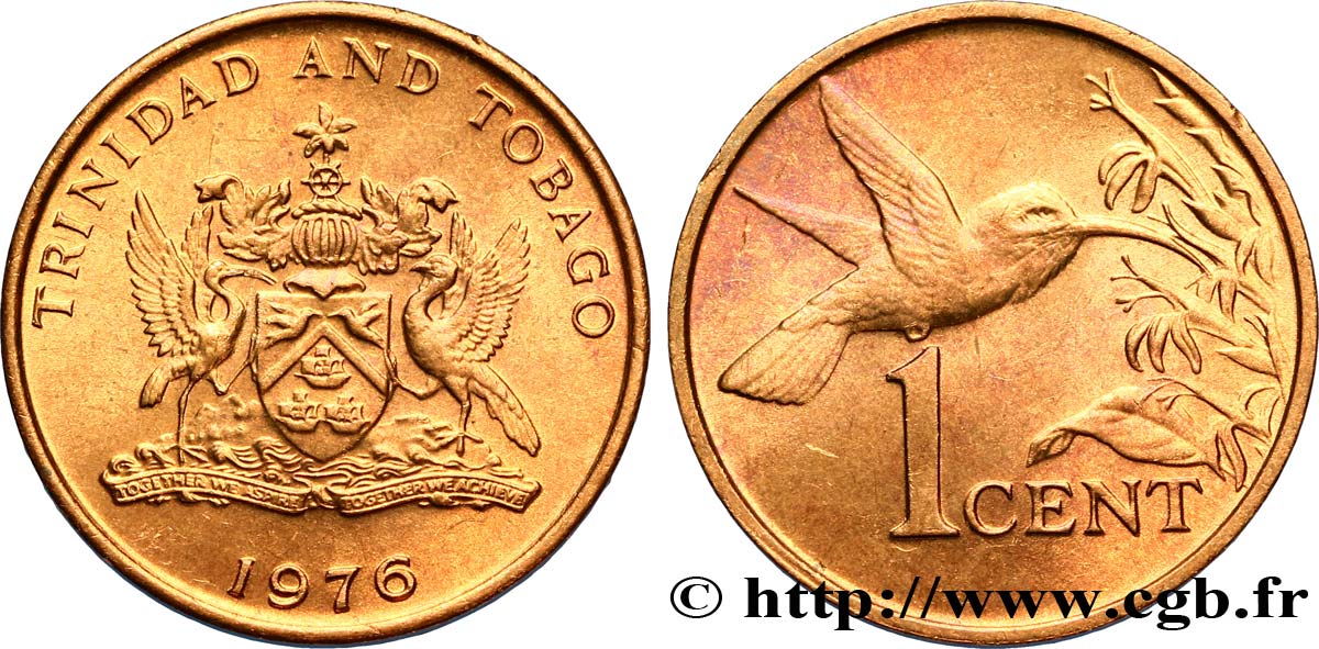 TRINIDAD Y TOBAGO 1 Cent emblème / colibri 1976  SC 