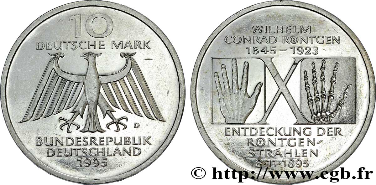 GERMANIA 10 Mark 10e anniversaire de la découverte des rayons X 1995 Munich - D SPL 