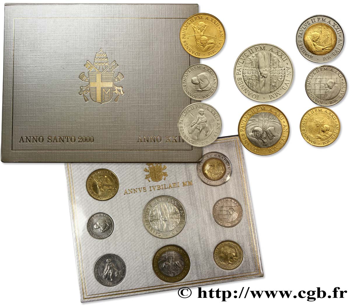 VATICAN ET ÉTATS PONTIFICAUX Série 8 monnaies Jean-Paul II an XXII 2000 Rome FDC 