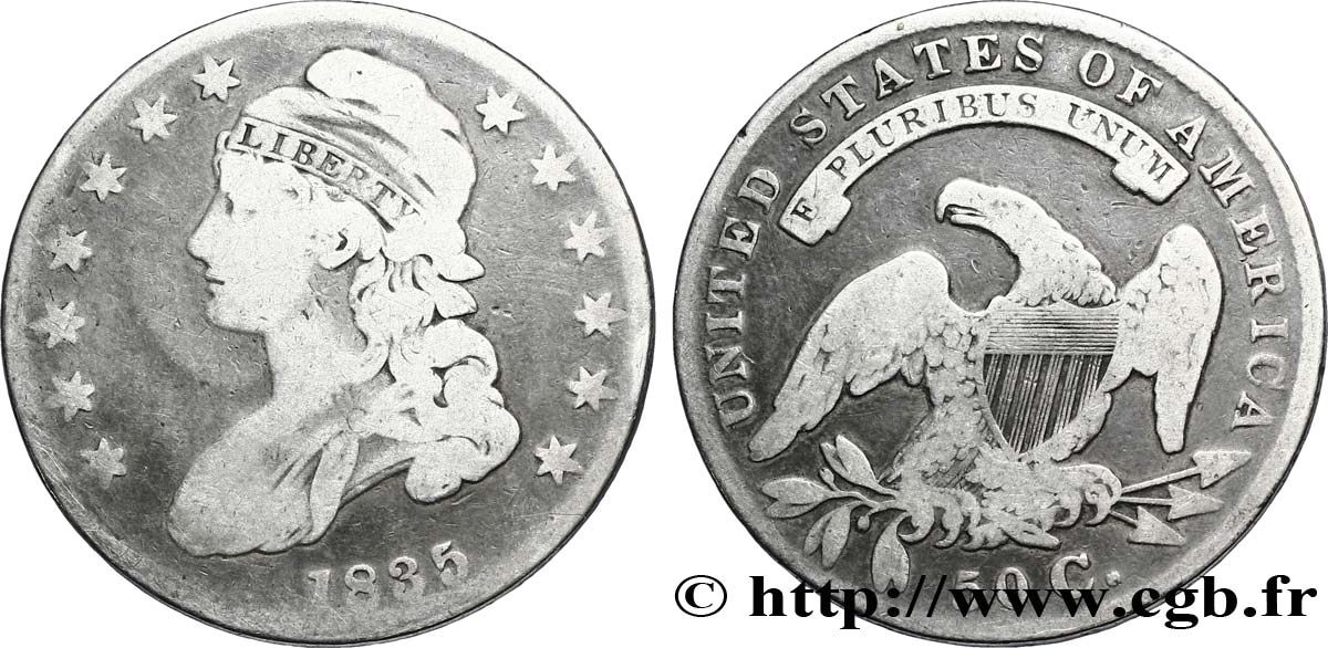 ESTADOS UNIDOS DE AMÉRICA 50 Cents (1/2 Dollar) type “Capped Bust” 1835 Philadelphie BC 