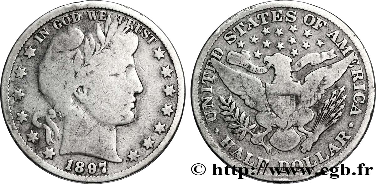 STATI UNITI D AMERICA 1/2 Dollar type Barber 1897 Philadelphie MB 
