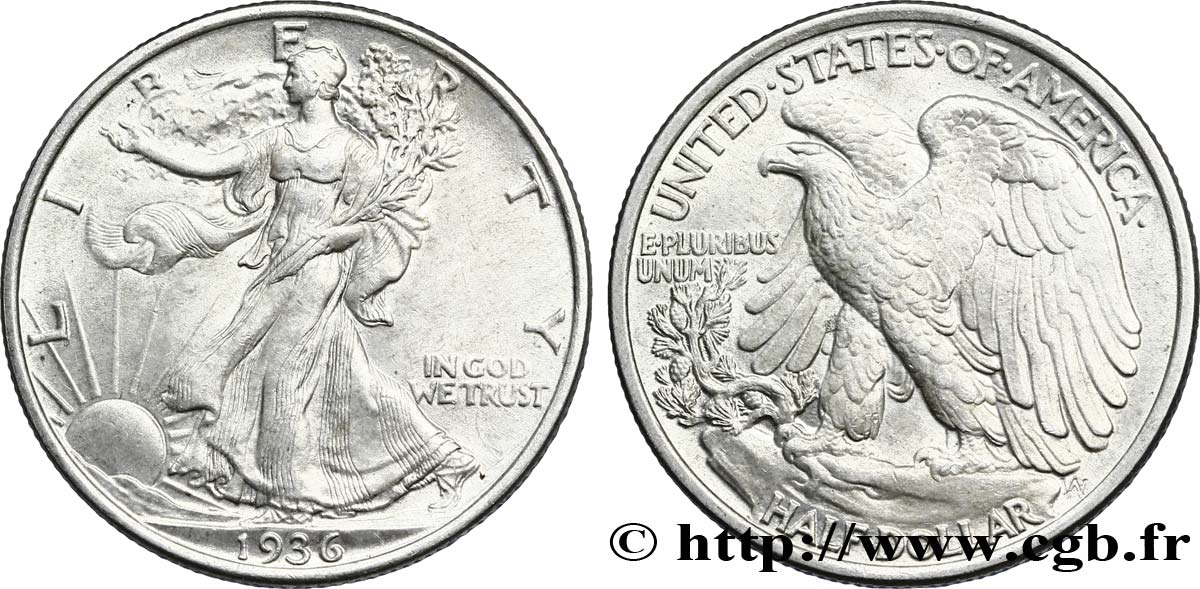 UNITED STATES OF AMERICA 1/2 Dollar Walking Liberty 1936 Philadelphie MS 