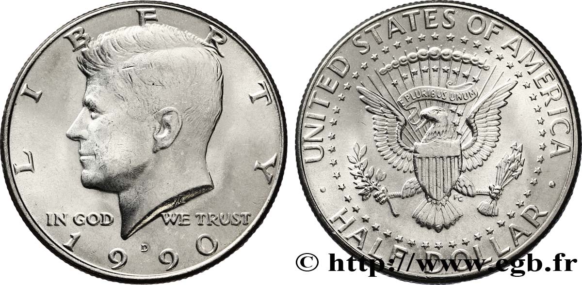 UNITED STATES OF AMERICA 1/2 Dollar Kennedy 1990 Denver MS 