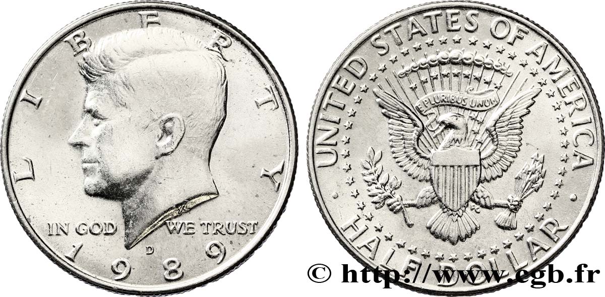 UNITED STATES OF AMERICA 1/2 Dollar Kennedy 1989 Denver MS 