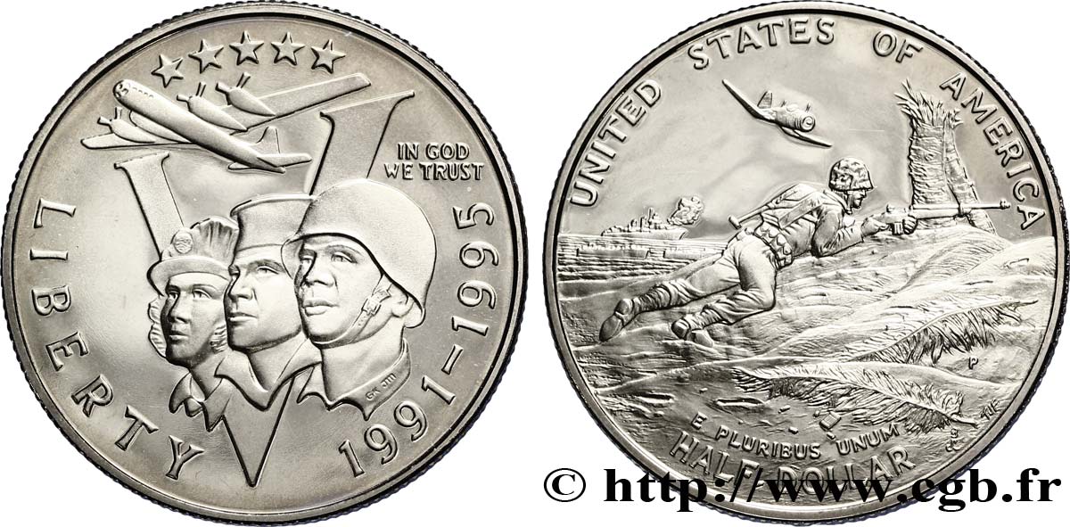UNITED STATES OF AMERICA 1/2 Dollar Proof 50e anniversaire de la Seconde Guerre Mondiale 1991-1995 1993 Philadelphie - P MS 