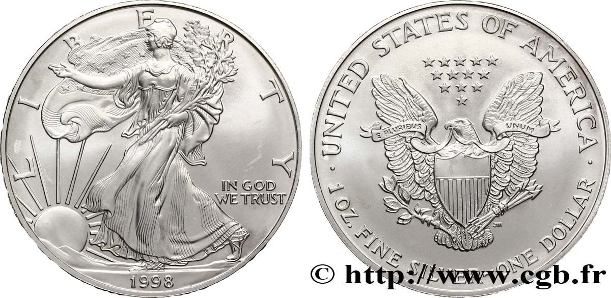 UNITED STATES OF AMERICA 1 Dollar type Silver Eagle 1998 Philadelphie MS 