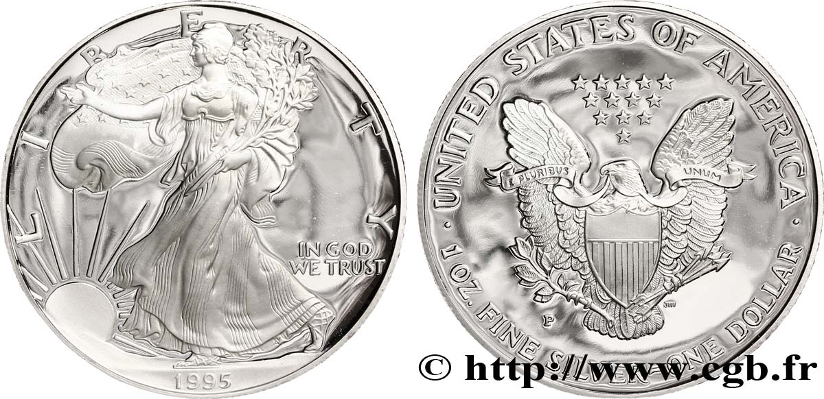 STATI UNITI D AMERICA 1 Dollar Proof type Silver Eagle 1995 Philadelphie - P FDC 