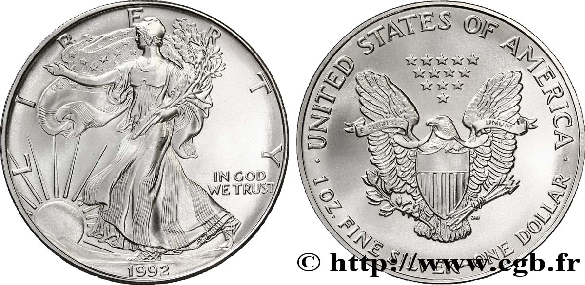 ÉTATS-UNIS D AMÉRIQUE 1 Dollar type Silver Eagle 1992 Philadelphie FDC 