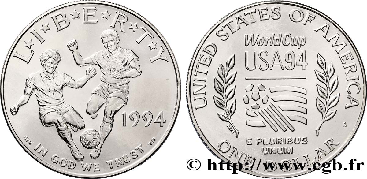 VEREINIGTE STAATEN VON AMERIKA 1 Dollar Coupe du Monde de Football USA 94 1994 Denver ST 