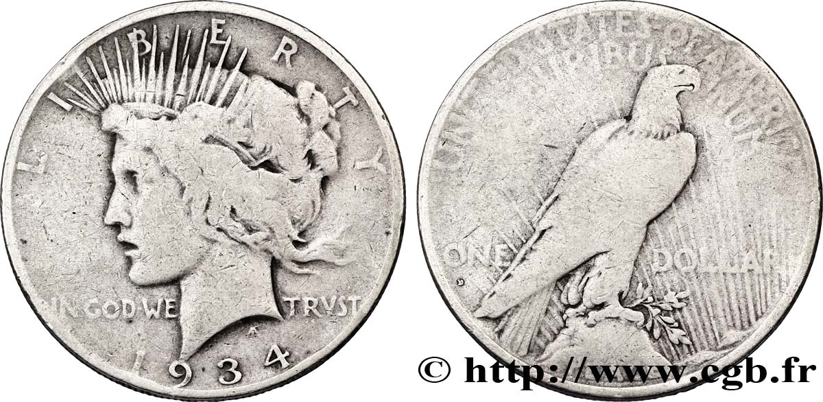UNITED STATES OF AMERICA 1 Dollar type Peace 1934 Denver F 