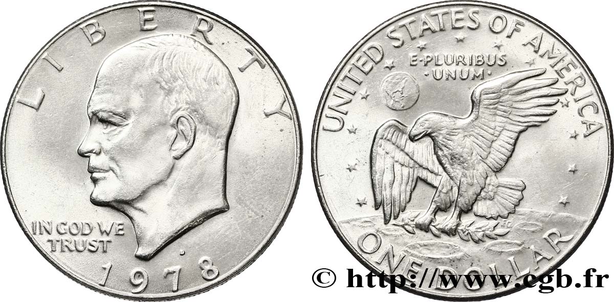 ÉTATS-UNIS D AMÉRIQUE 1 Dollar Eisenhower / aigle posé sur la Lune 1978 Denver SUP 