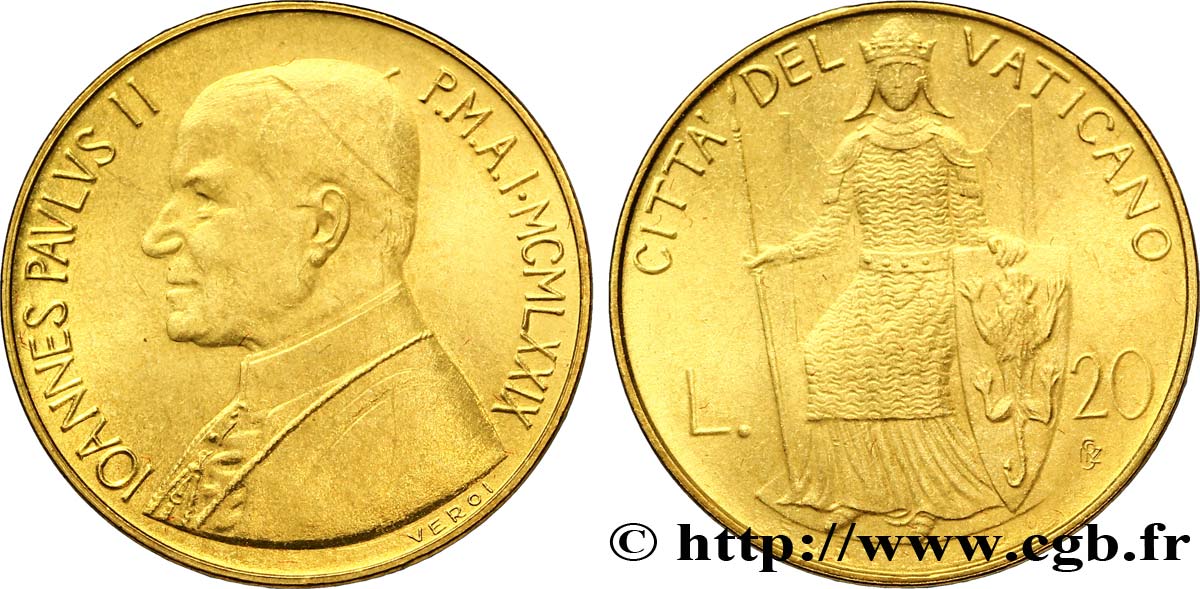VATICAN AND PAPAL STATES 20 Lire Jean Paul II an I / le Courage 1979  MS 