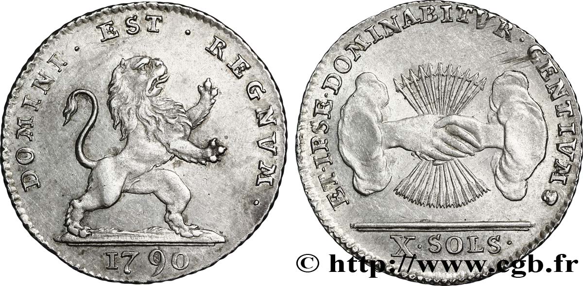 BELGIEN - VEREINIGTEN BELGISCHES STAATEN 10 (X) Sols monnayage insurrectionnel 1790 Bruxelles VZ 