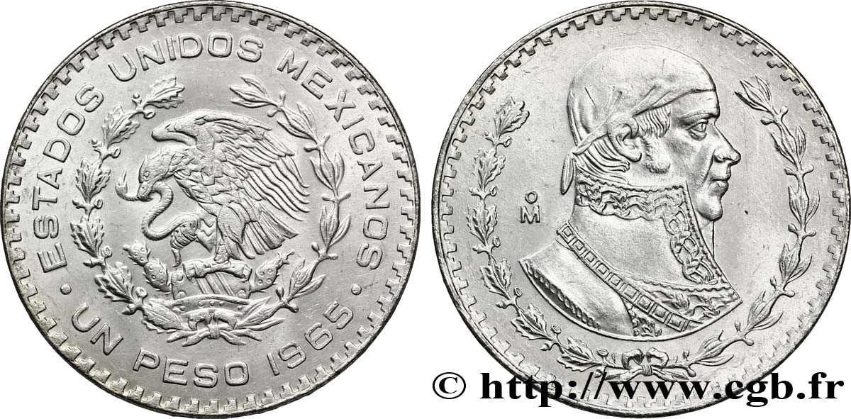 MESSICO 1 Peso Jose Morelos y Pavon / aigle 1965 Mexico SPL 