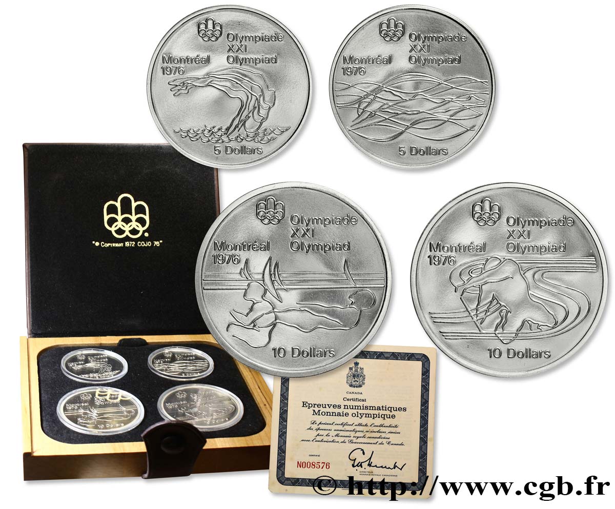 CANADA Coffret 4 Monnaies Proof Jeux Olympiques Montréal 1976 série V 1975  FDC 