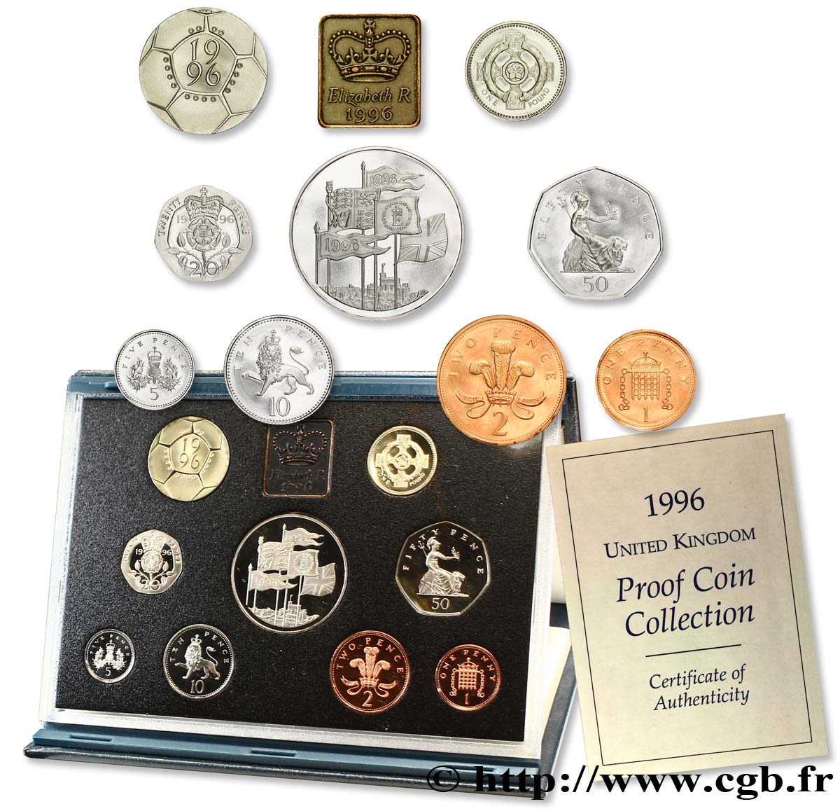 VEREINIGTEN KÖNIGREICH Série Proof 9 monnaies 1996  ST 