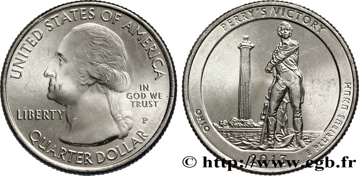 STATI UNITI D AMERICA 1/4 Dollar Mémorial de Perry’s Victory - Ohio 2013 Philadelphie MS 