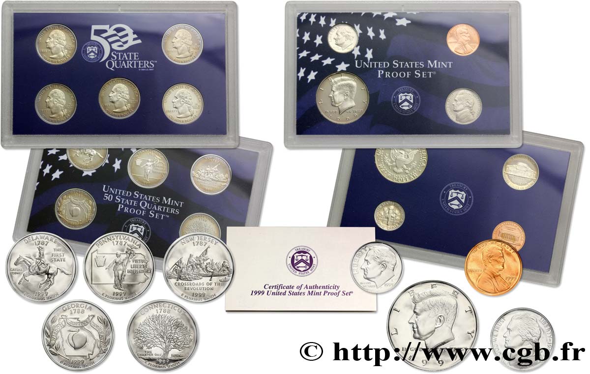 UNITED STATES OF AMERICA Série Proof Set 9 Monnaies 1999 San Francisco - S MS 
