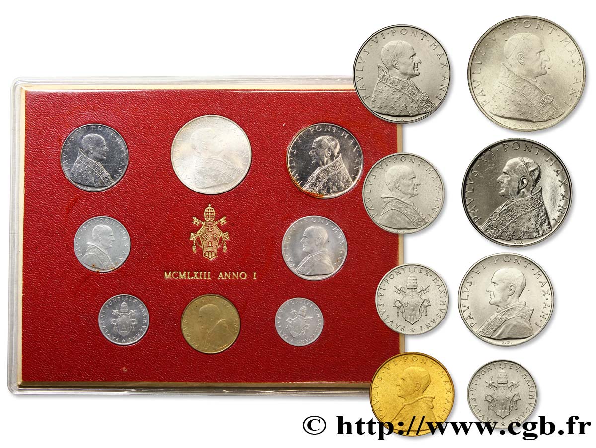 VATICAN ET ÉTATS PONTIFICAUX Série 8 monnaies Paul VI an I 1963 Rome FDC 