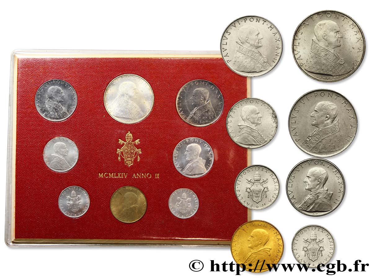 VATICANO Y ESTADOS PONTIFICIOS Série 8 monnaies Paul VI an II 1964 Rome FDC 