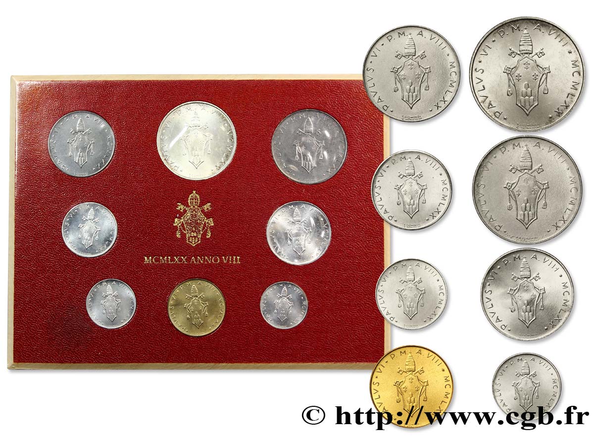 VATICANO E STATO PONTIFICIO Série 8 monnaies Paul VI an VII / ange 1970 Rome FDC 