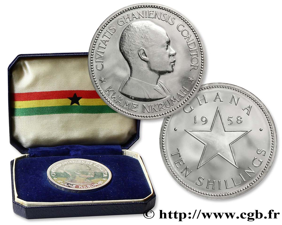 GHANA 10 Shillings Kwame Nkrumah / étoile 1958  EBC 