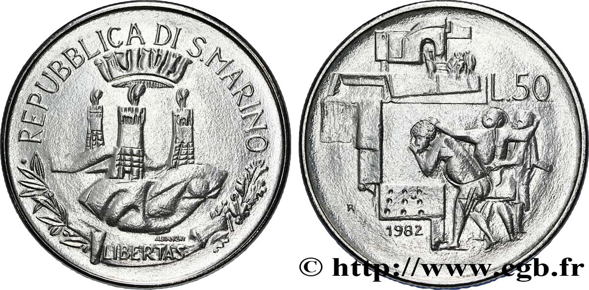 SAINT-MARIN 50 Lire “les conquêtes sociales” 1982 Rome - R SPL 