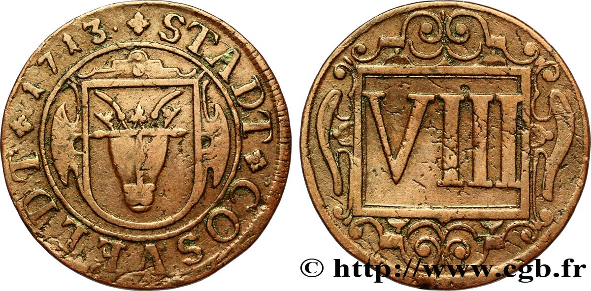 ALLEMAGNE - COESFELD VIII Pfennig emblème 1713  TB 